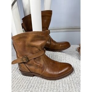 Frye Boots Women's 6M Dorado‎ Short Brown Leather Buckle Detailing Slouchy